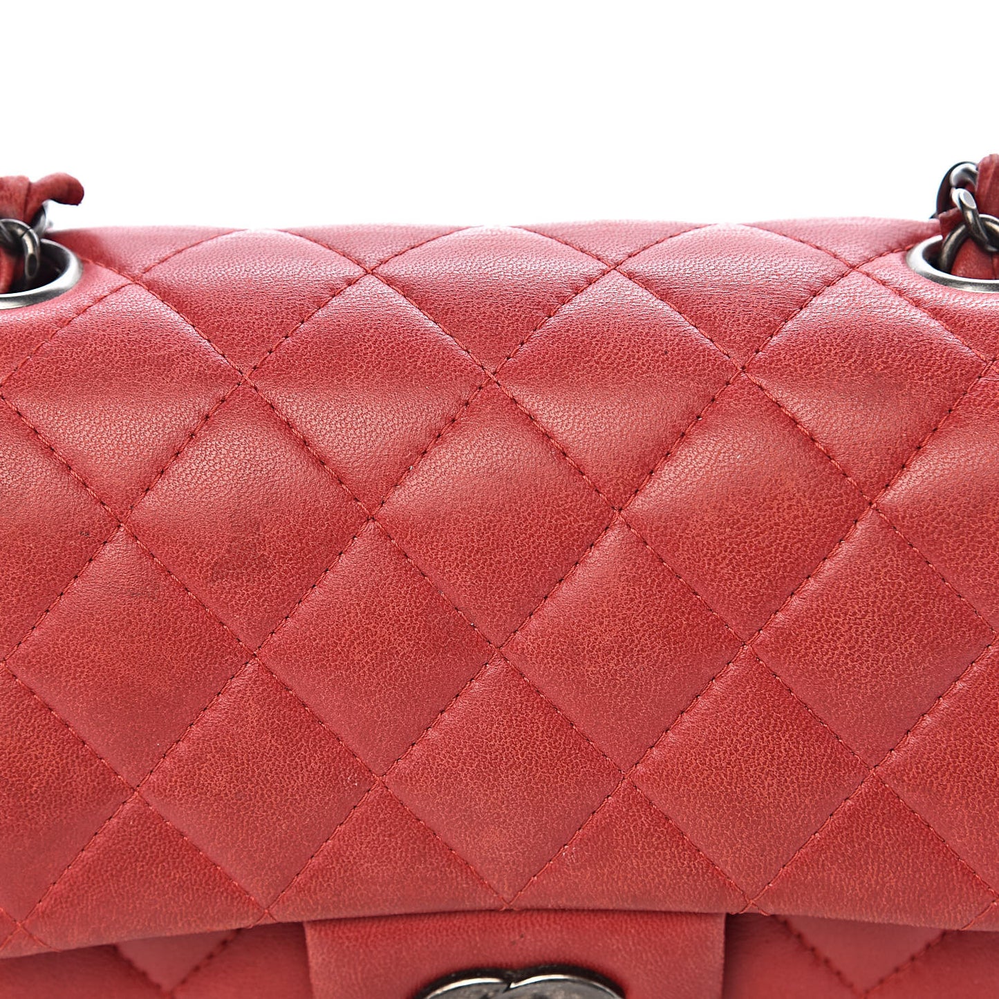 Lambskin Quilted Mini Square Flap Red