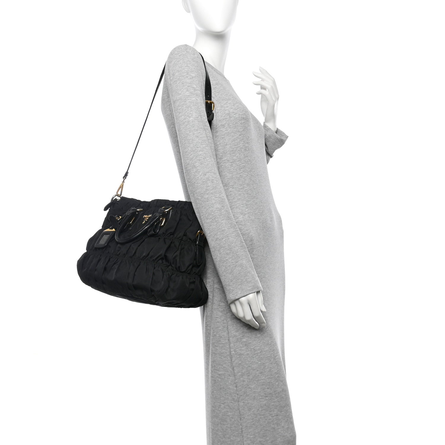 Prada Tessuto Nylon Gaufre Tote Black 2 of 9