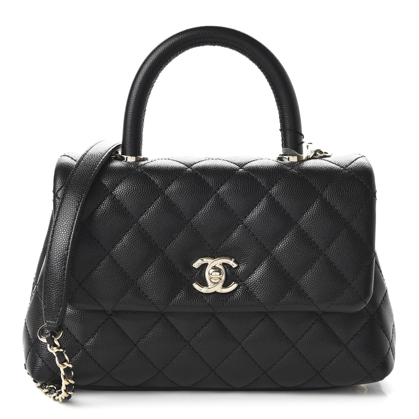 Caviar Quilted Mini Coco Handle Flap Black