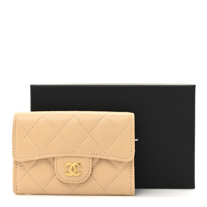 Chanel Caviar Quilted Flap Card Holder Wallet Beige 8 of 8