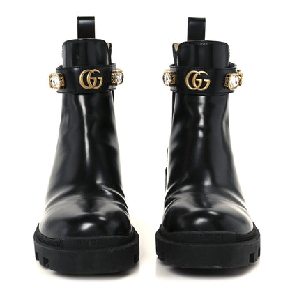 Gucci Calfskin Crystal GG Trip Chelsea Ankle Boots 37.5 Black 3 of 9