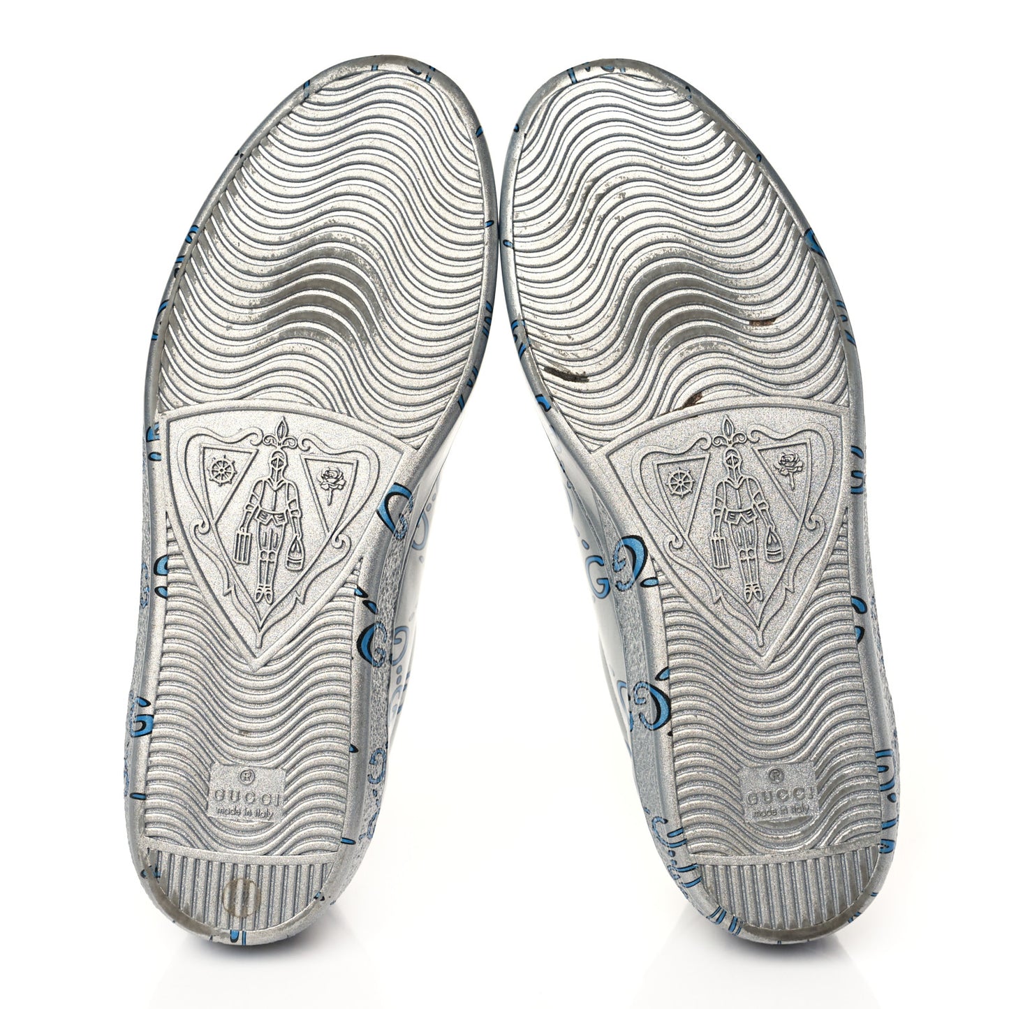 Miro Rubber Wax GucciGhost Print Mens New Ace Sneakers 8.5 Silver