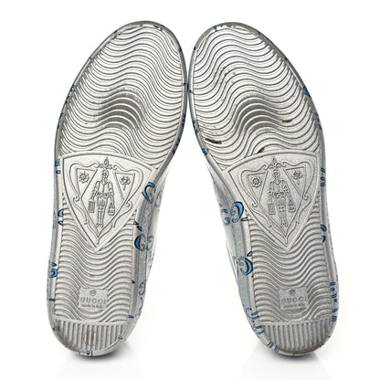 Gucci Miro Rubber Wax GucciGhost Print Mens New Ace Sneakers 8.5 Silver 5 of 8