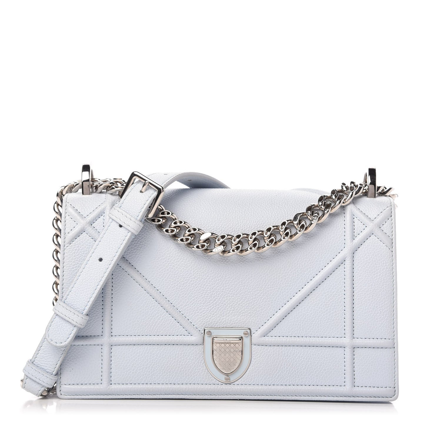 Grained Calfskin Small Diorama Flap Bag Sky Light
