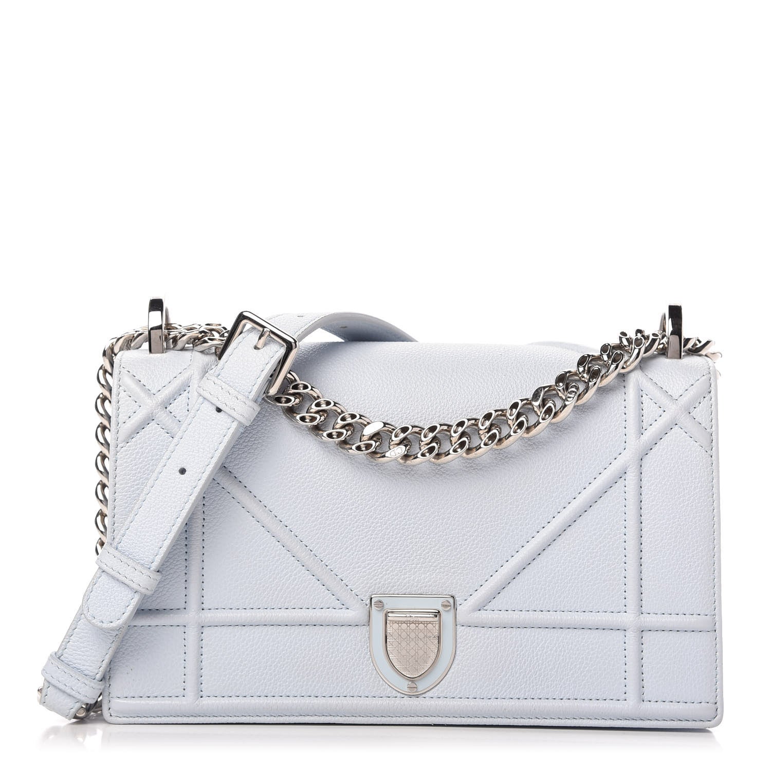 Christian Dior Grained Calfskin Small Diorama Flap Bag Sky Light 1 of 12