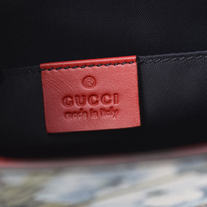 Gucci GG Supreme Monogram Blooms Large Cosmetic Case Beige Blue Navy Hibiscus Red 5 of 9