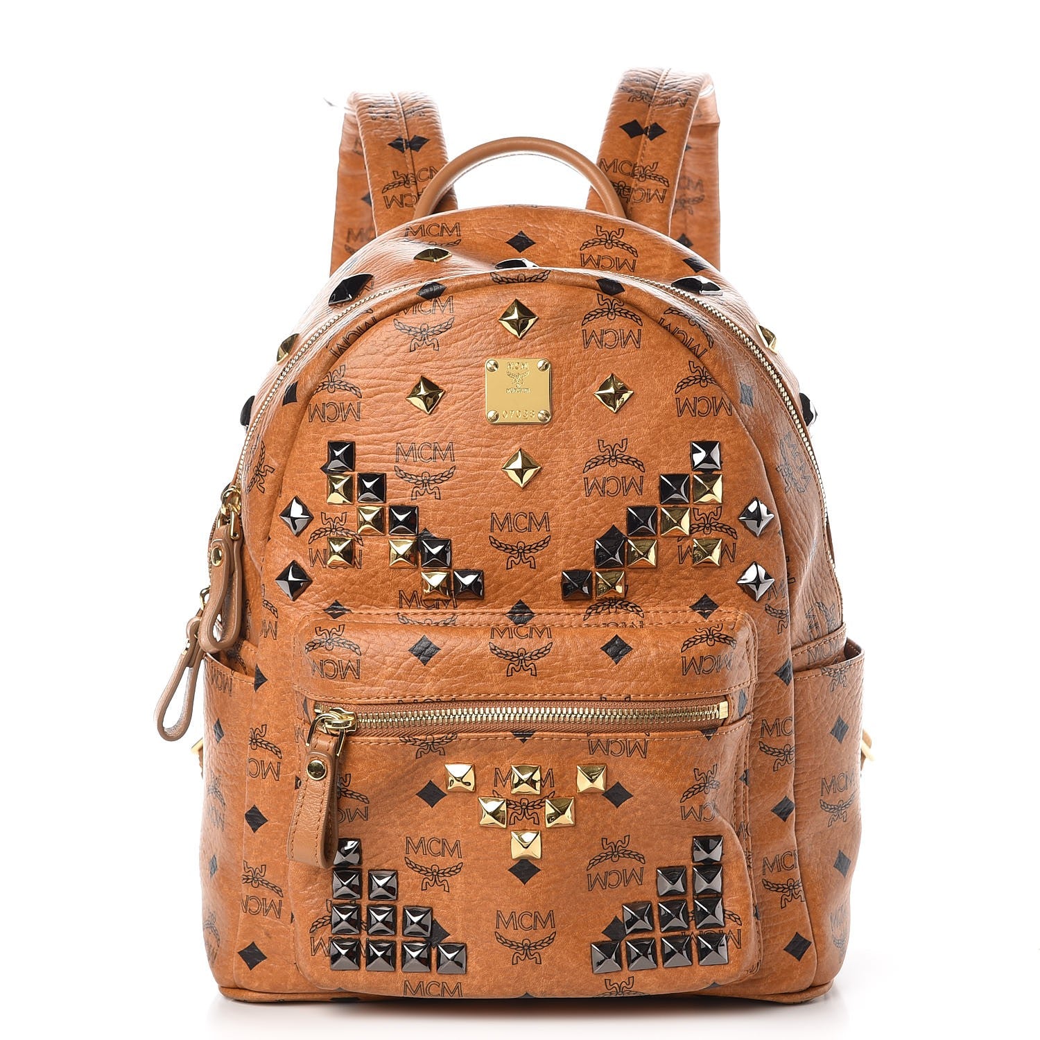 MCM Visetos Studded Small Stark Backpack Cognac 1 of 13