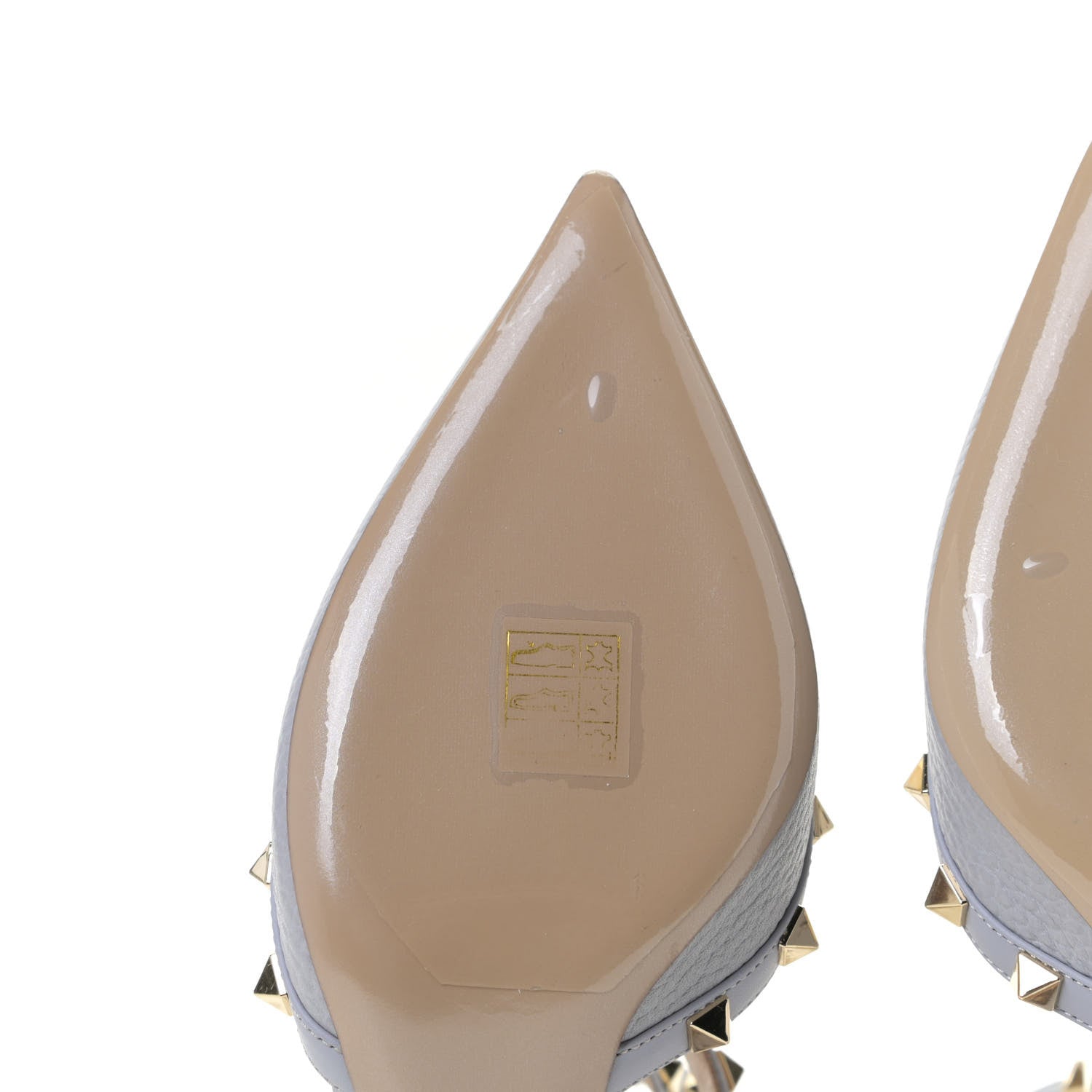 Valentino Garavani Pebbled Calfskin Rockstud Ankle Strap 65mm Pumps 37.5 Pastel Grey 7 of 13