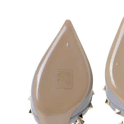 Valentino Garavani Pebbled Calfskin Rockstud Ankle Strap 65mm Pumps 37.5 Pastel Grey 7 of 13