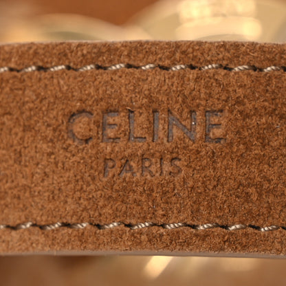 Celine Suede Calfskin Shearling Medium Strap Ava Triomphe Shoulder Bag Tobacco 6 of 14