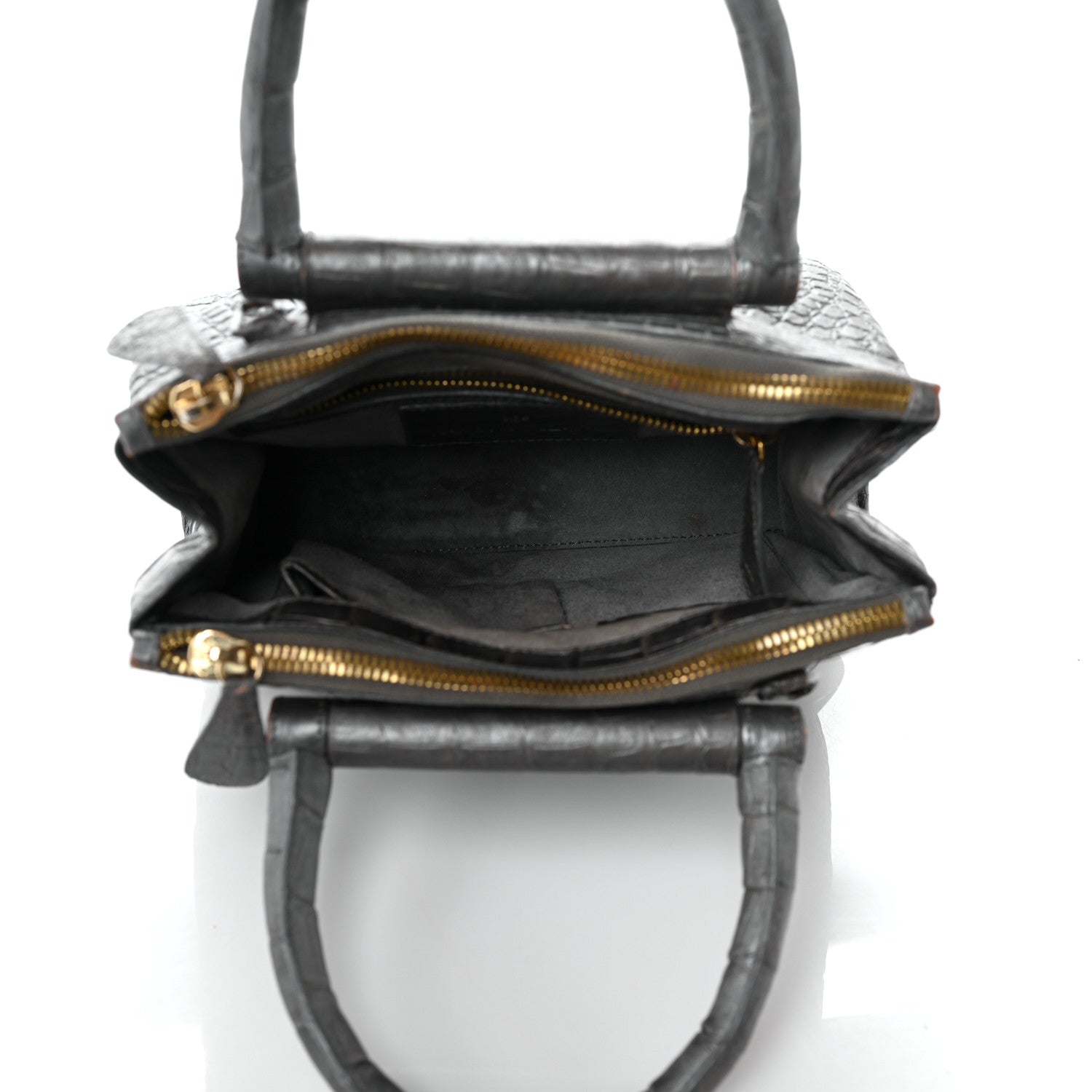 Nancy Gonzalez Metallic Crocodile Top Handle Shoulder Bag Anthracite 5 of 10