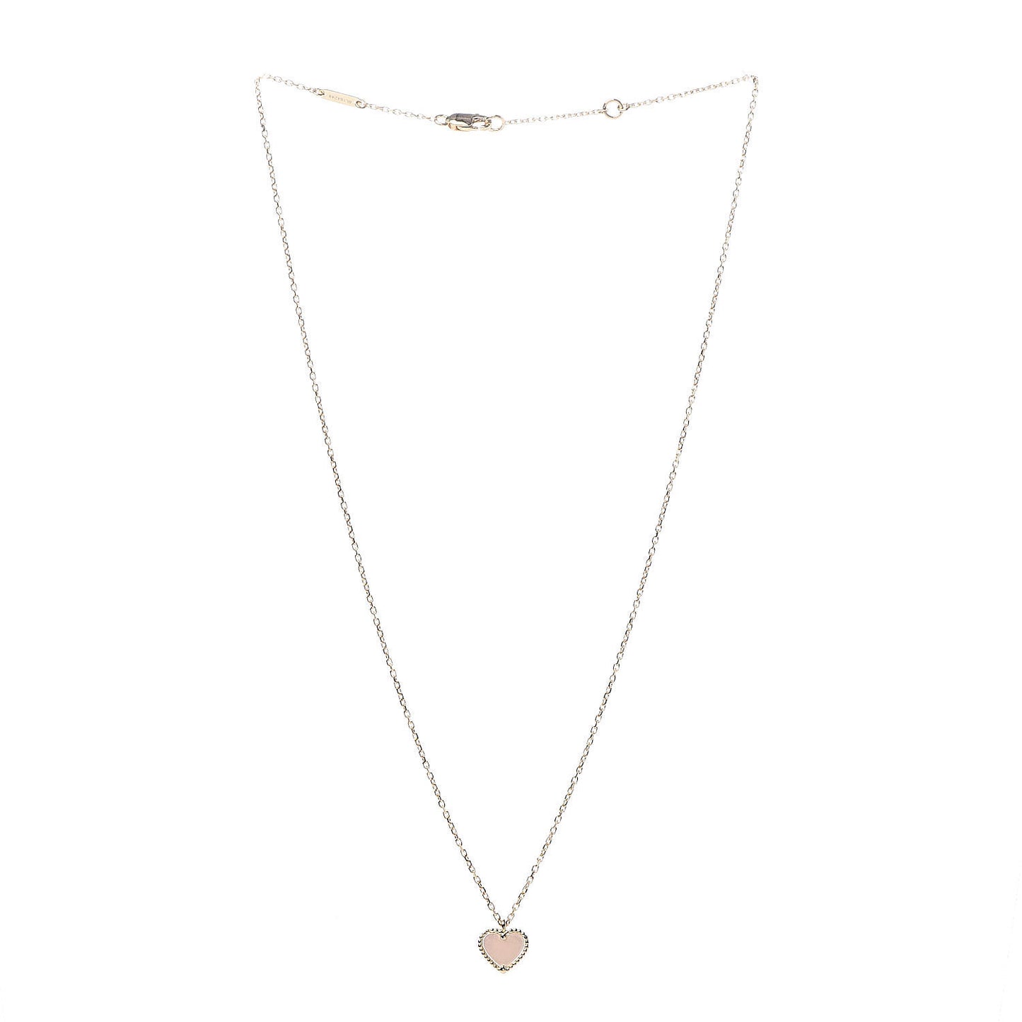 18K Yellow Gold Mother of Pearl Sweet Alhambra Heart Pendant Necklace