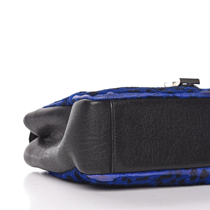 Saint Laurent Pony Hair Calfskin Monogram Leopard Print Medium Punk Chain Bag Blue 14 of 16