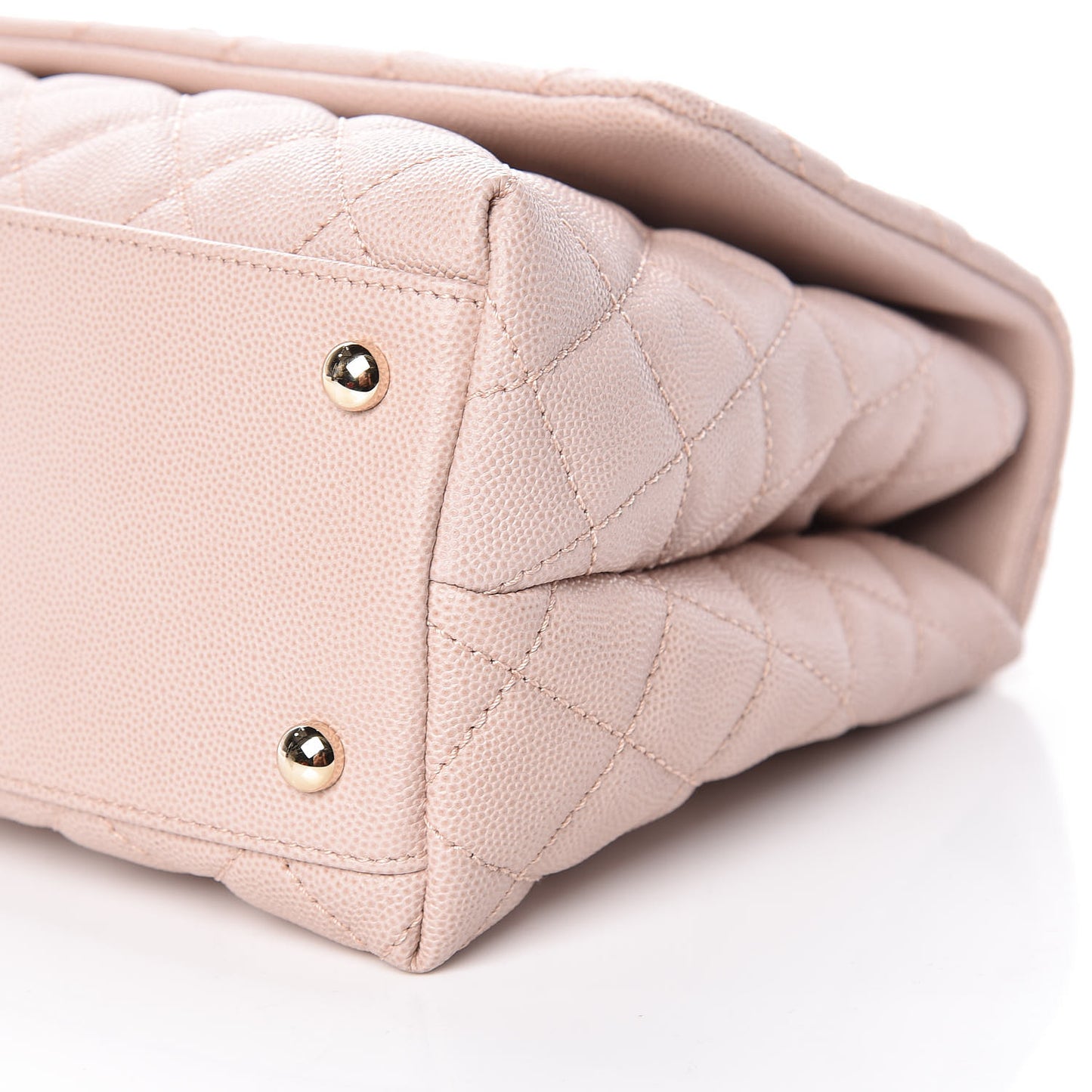 Caviar Quilted Small Coco Handle Flap Light Beige