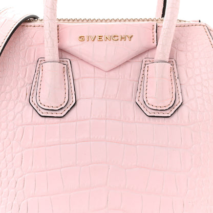 Givenchy Calfskin Crocodile Embossed Mini Antigona Pink 8 of 14