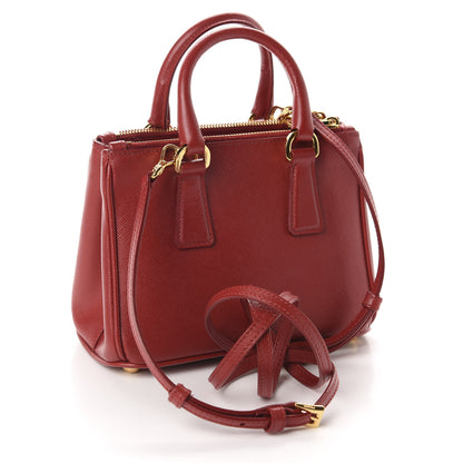 Prada Saffiano Lux Micro Galleria Double Zip Tote Fuoco 3 of 10
