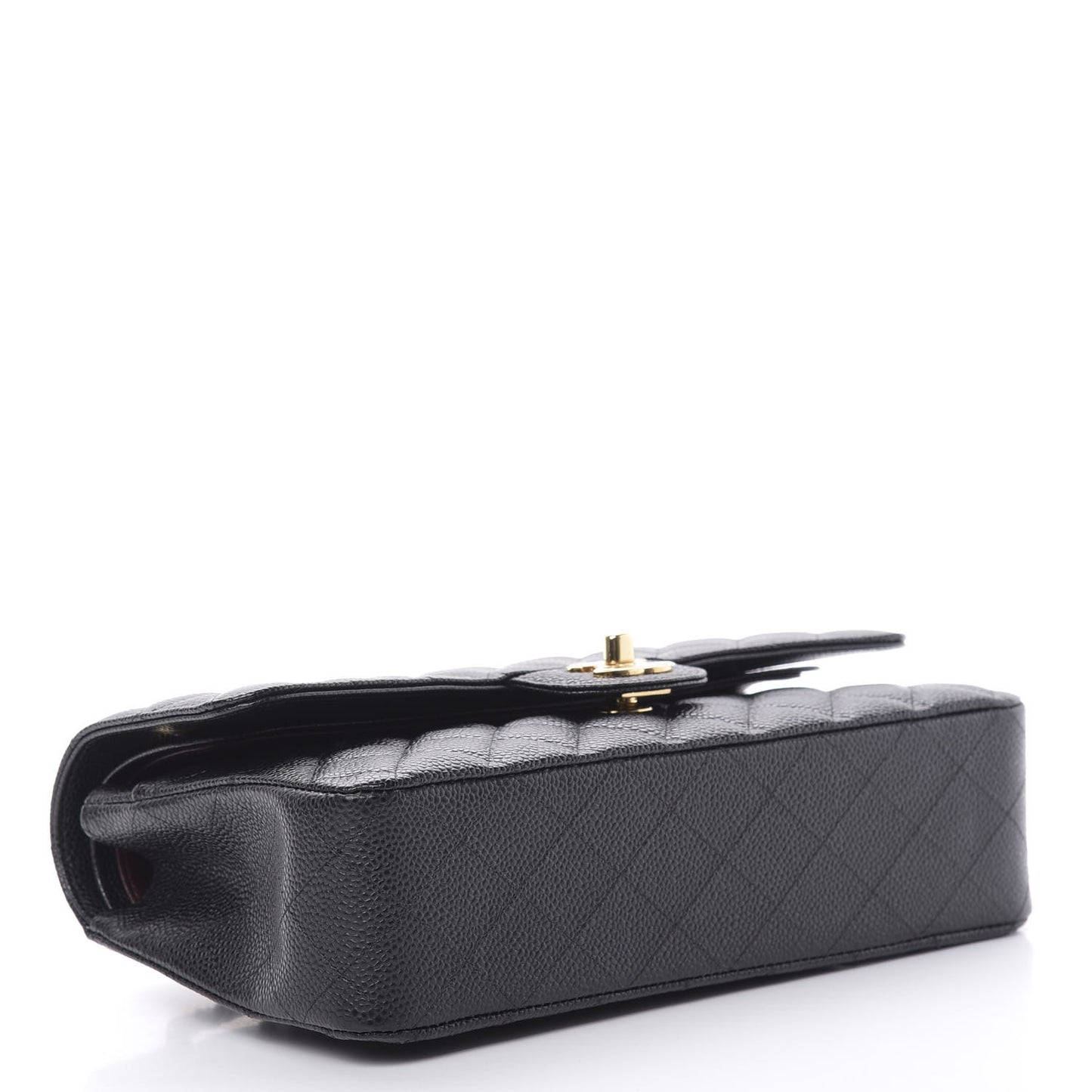 Caviar Quilted Medium Double Flap Black