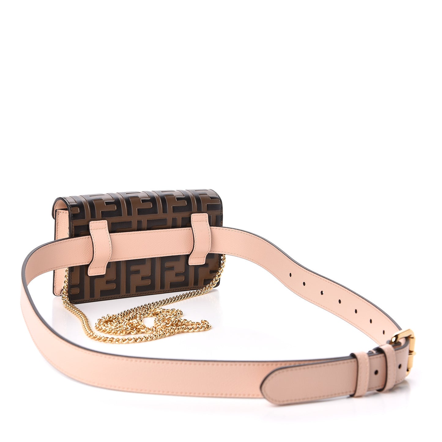 Vitello Cruise F is Fendi Bi-Color FF 1974 Embossed Envelope Belt Bag Maya Black Light Rose