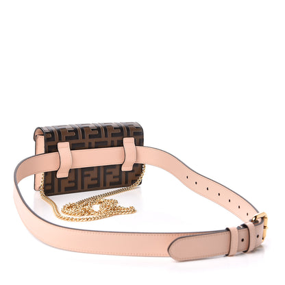 Fendi Vitello Cruise F is Fendi Bi-Color FF 1974 Embossed Envelope Belt Bag Maya Black Light Rose 3 of 11