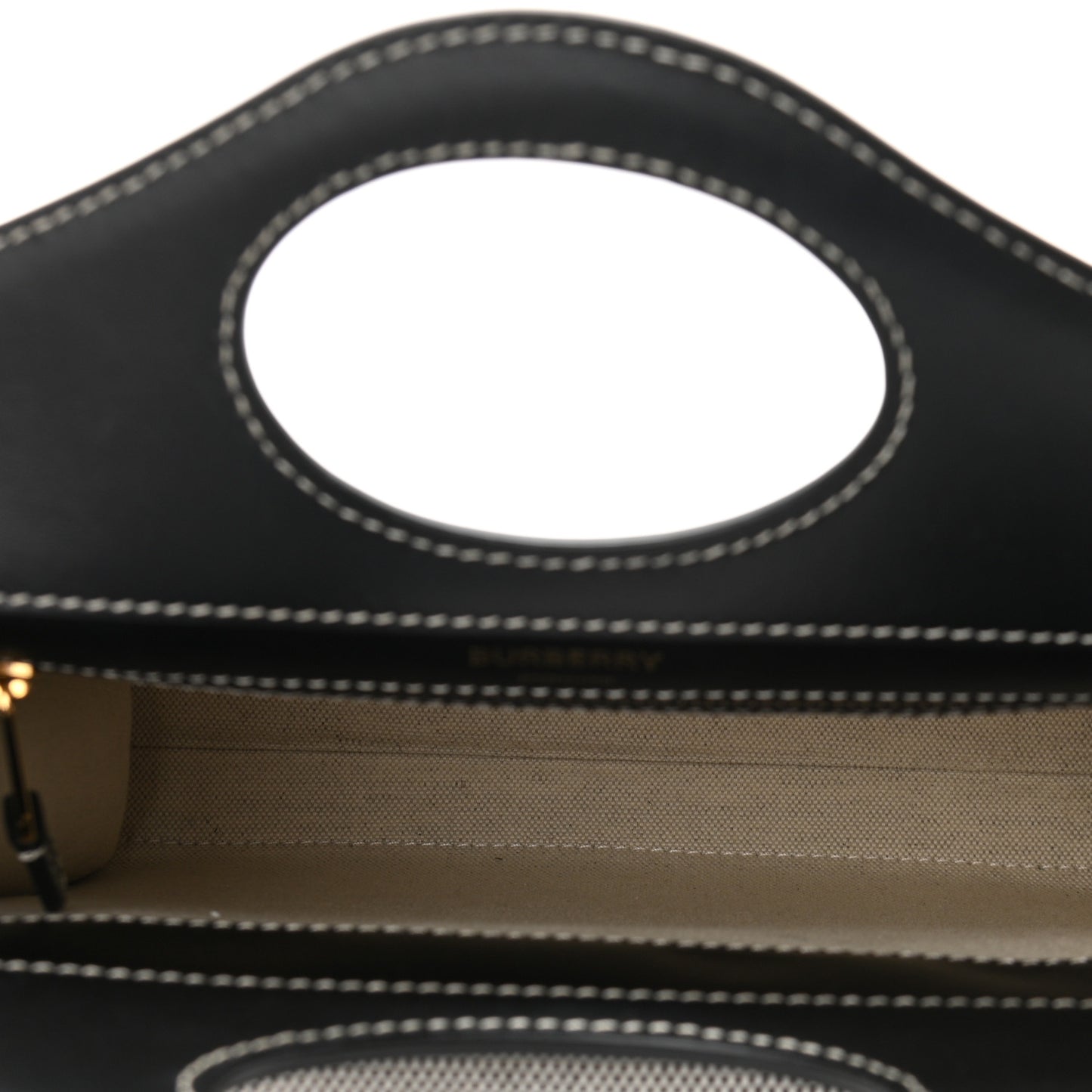 Smooth Calfskin Canvas Two Tone Mini Pocket Bag Black Tan