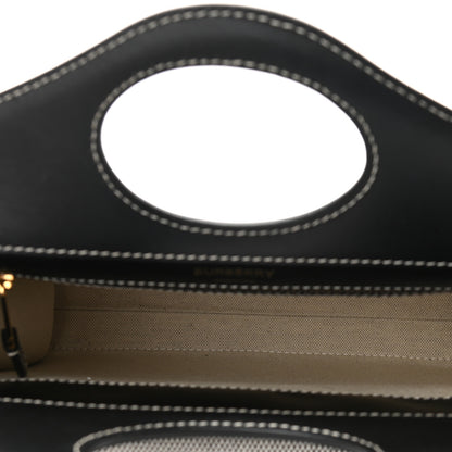 Burberry Smooth Calfskin Canvas Two Tone Mini Pocket Bag Black Tan 5 of 9