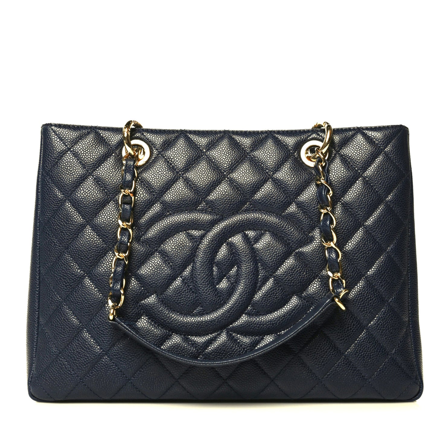 Caviar Quilted Grand Shopping Tote GST Dark Navy Blue