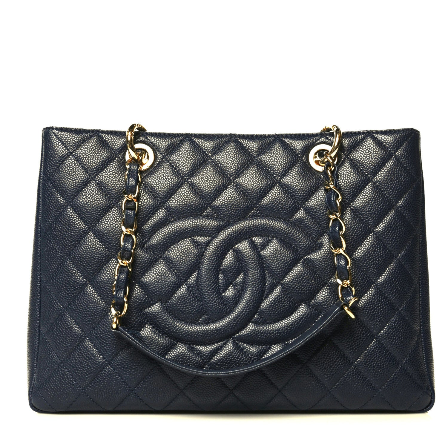 Chanel Caviar Quilted Grand Shopping Tote GST Dark Navy Blue 1 of 12