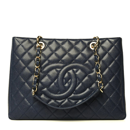Chanel Caviar Quilted Grand Shopping Tote GST Dark Navy Blue 1 of 12
