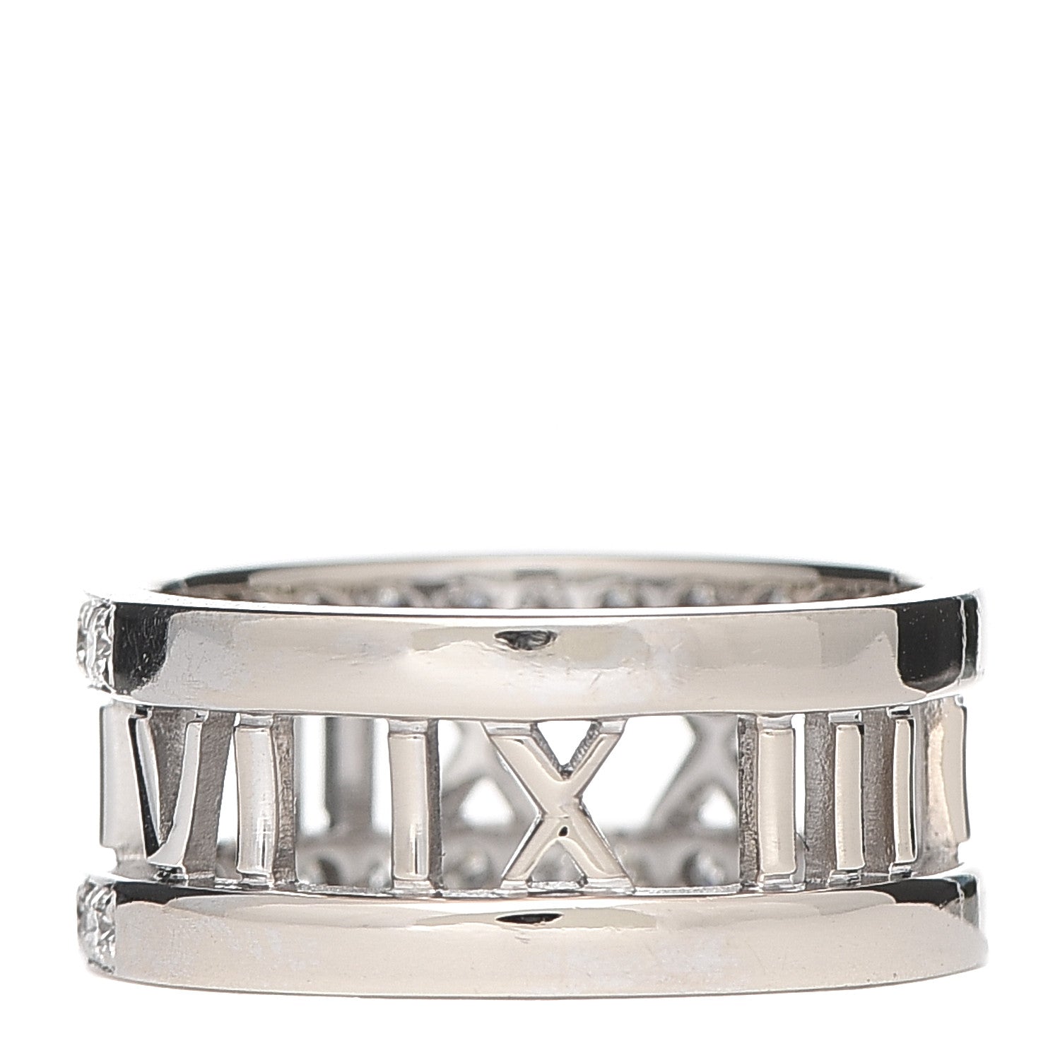Tiffany 18K White Gold Diamond Wide Atlas Open Ring 54 7 3 of 5