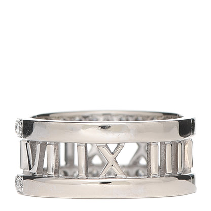 Tiffany 18K White Gold Diamond Wide Atlas Open Ring 54 7 3 of 5