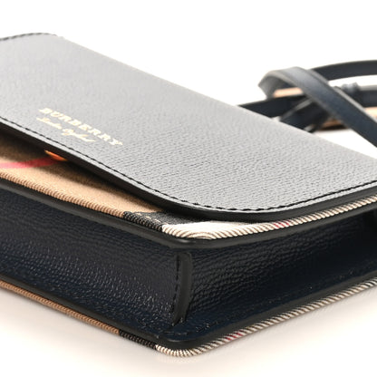 Burberry Derby Calfskin House Check Mini Hampshire Wallet On Chain Ink Blue 9 of 9