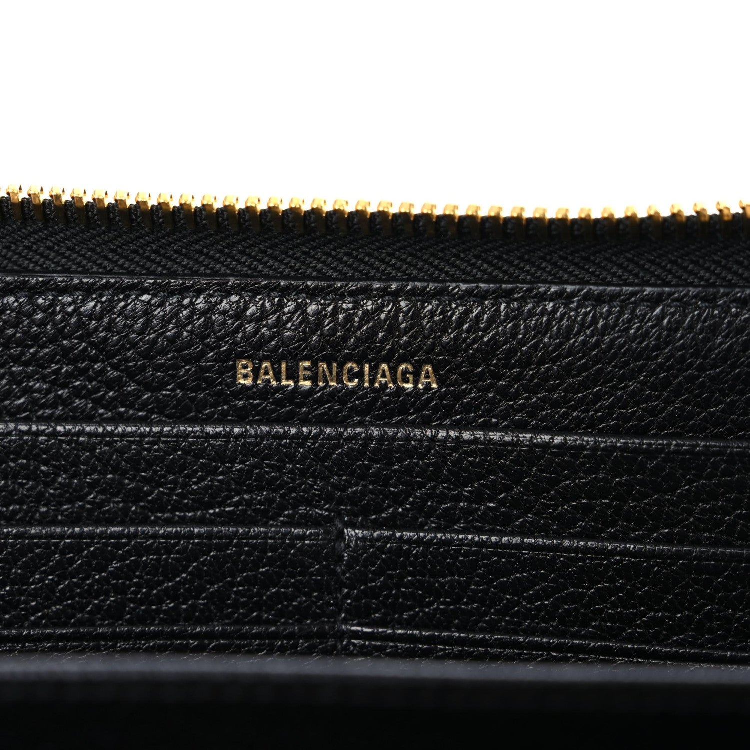 Balenciaga Chevre Gold Metallic Edge Hardware Zip Around Wallet Black 6 of 8