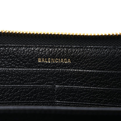 Balenciaga Chevre Gold Metallic Edge Hardware Zip Around Wallet Black 6 of 8