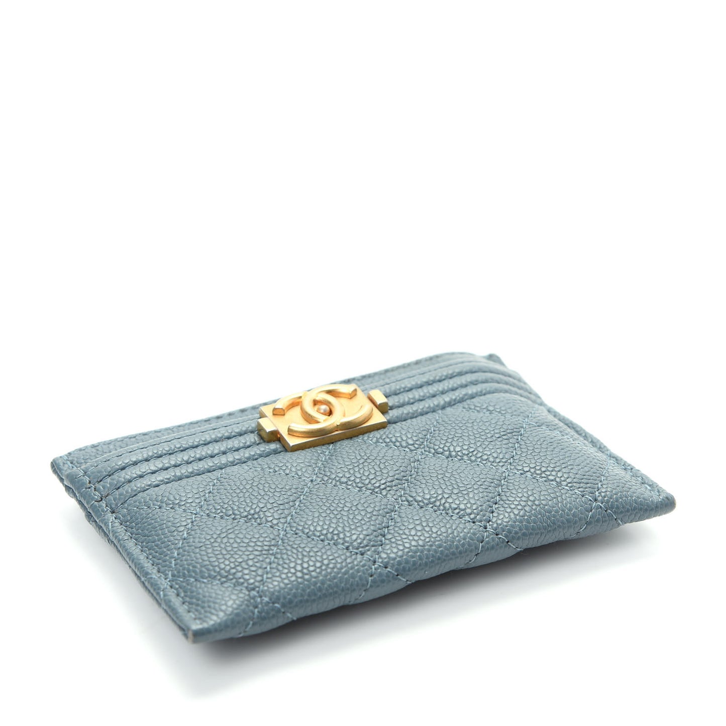 Caviar Quilted Boy Card Holder Blue