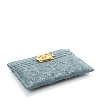 Chanel Caviar Quilted Boy Card Holder Blue 4 of 9