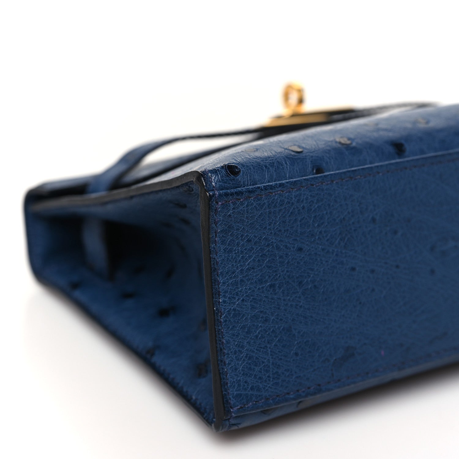 Hermes Ostrich Kelly Pochette Clutch Bleu Roi 9 of 10