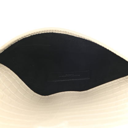 Saint Laurent Calfskin Crocodile Embossed Monogram Uptown Baby Pouch Perle 5 of 7