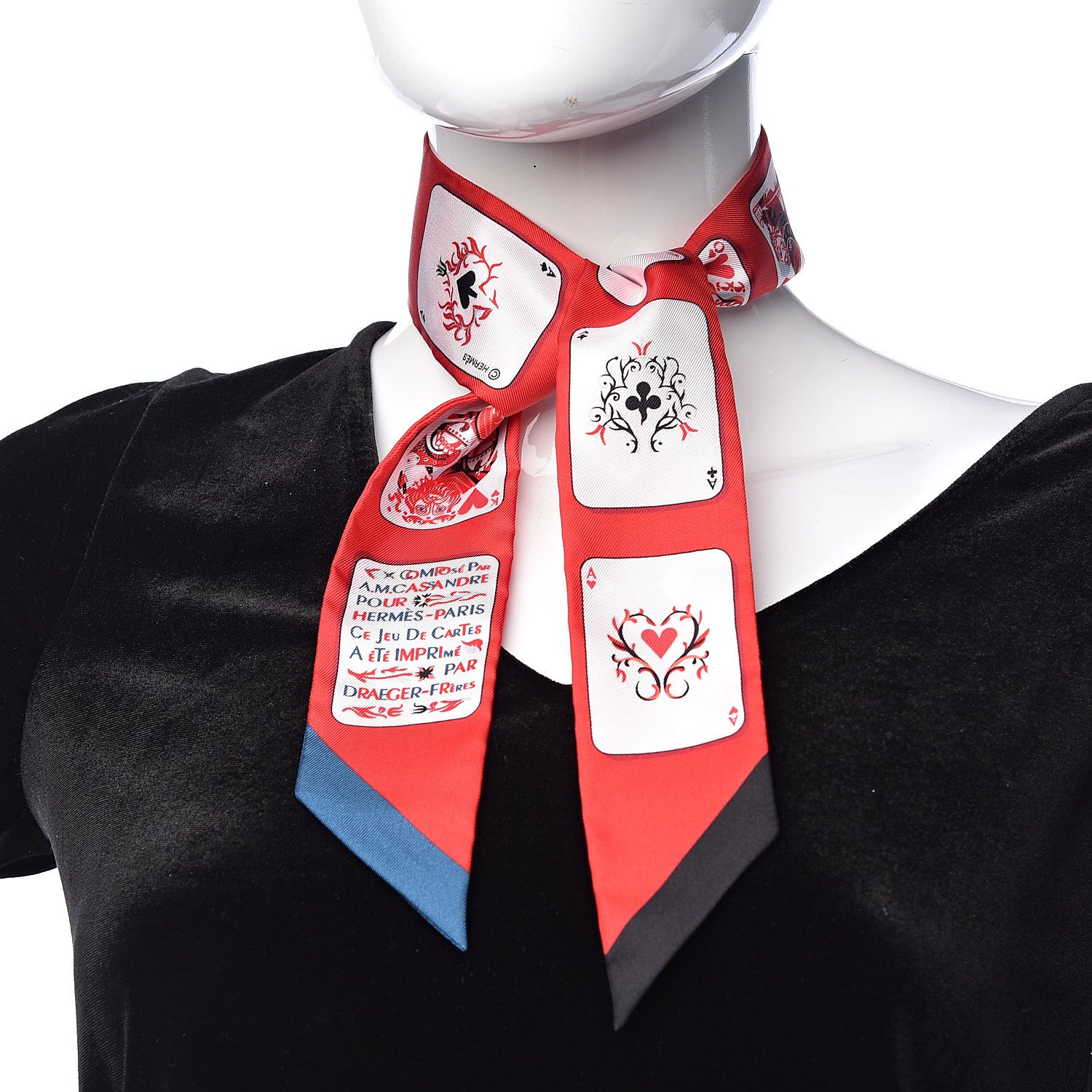 Hermes Silk Jeu de Cartes Twilly Rouge Black Ardoise 2 of 5