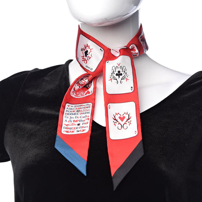 Hermes Silk Jeu de Cartes Twilly Rouge Black Ardoise 2 of 5