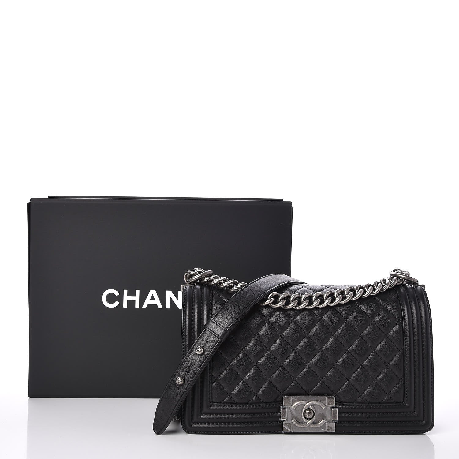 Chanel Calfskin Quilted Medium Boy Flap Black 8 of 8