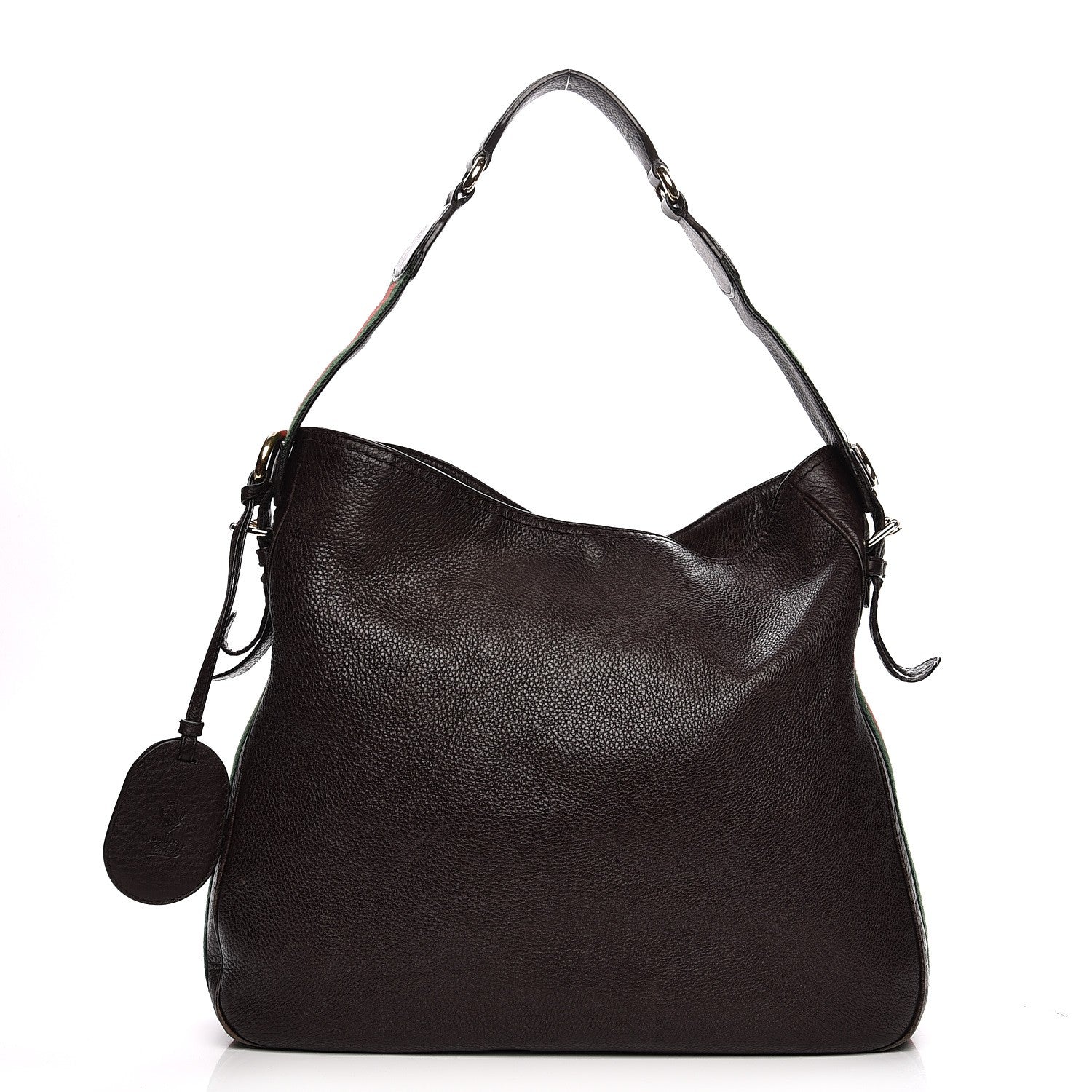 Gucci Calfskin Web Heritage Shoulder Bag Dark Brown 1 of 16