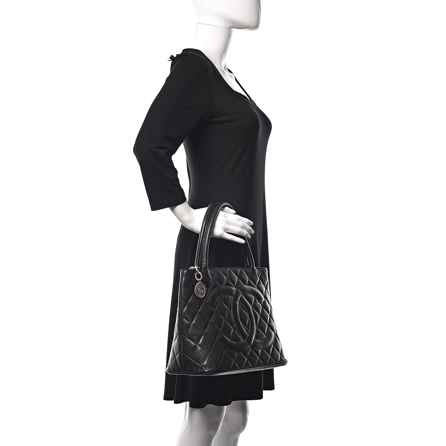 Caviar Quilted Medallion Tote Black