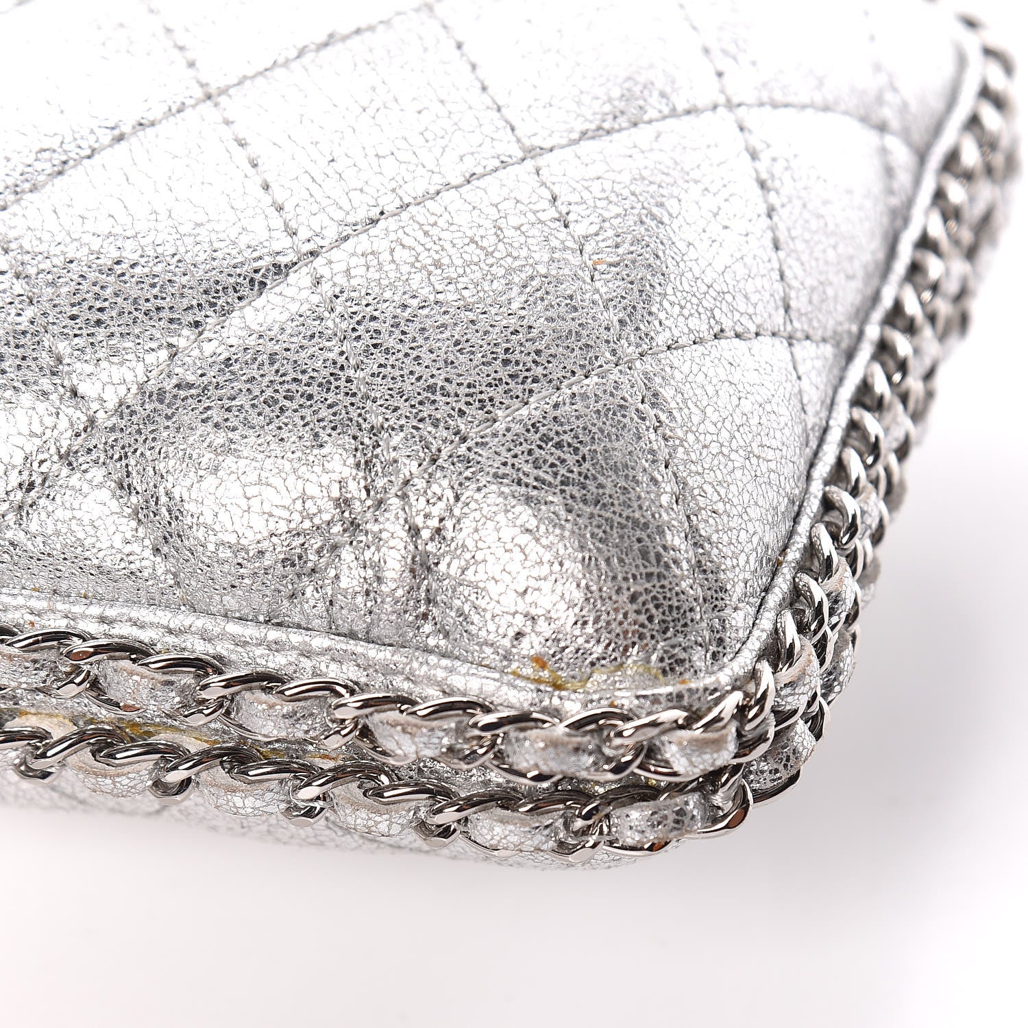 Chanel Metallic Lambskin Small Chain Around Clutch Silver 14 of 15