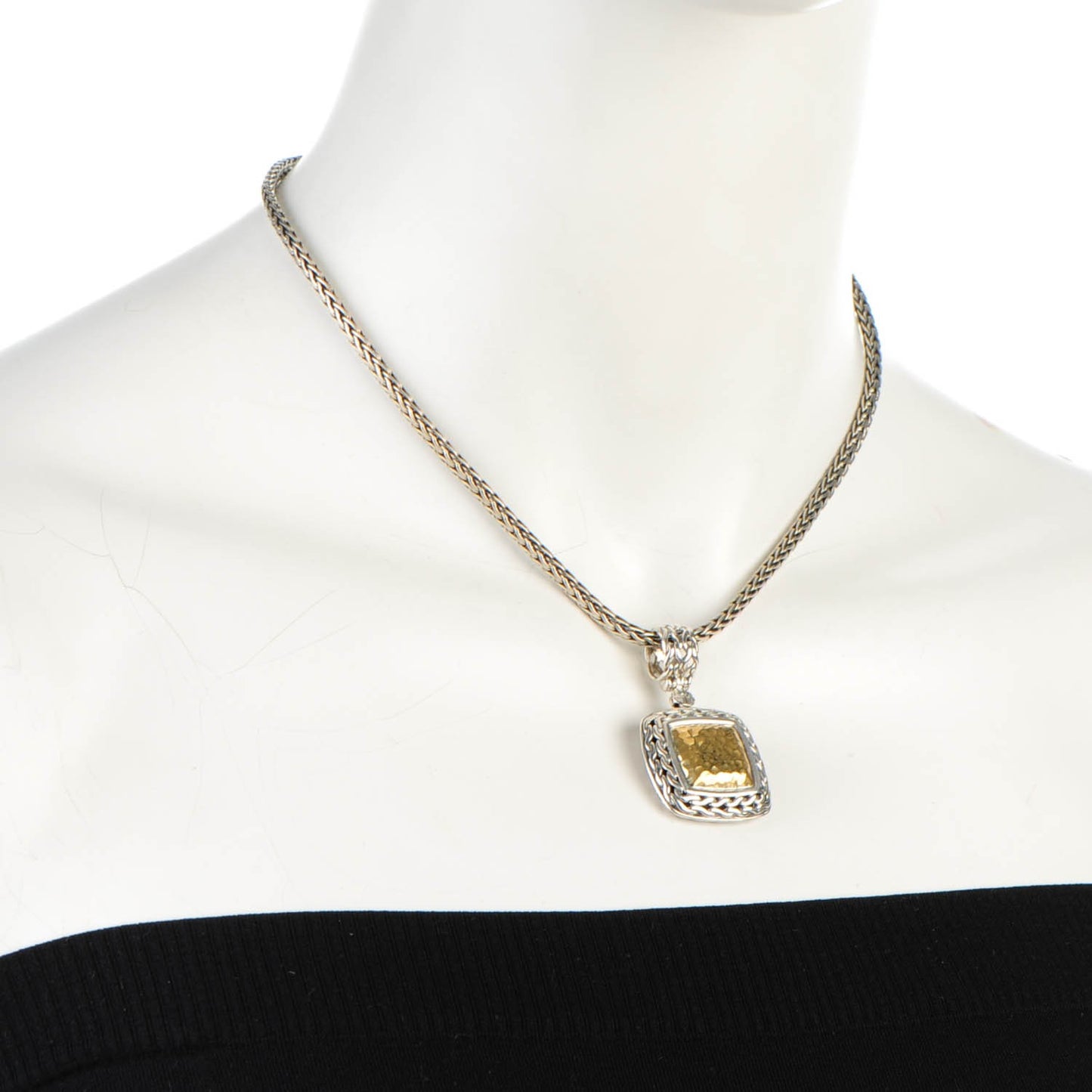 Sterling Silver 22k Gold Palu Square Pendant Necklace