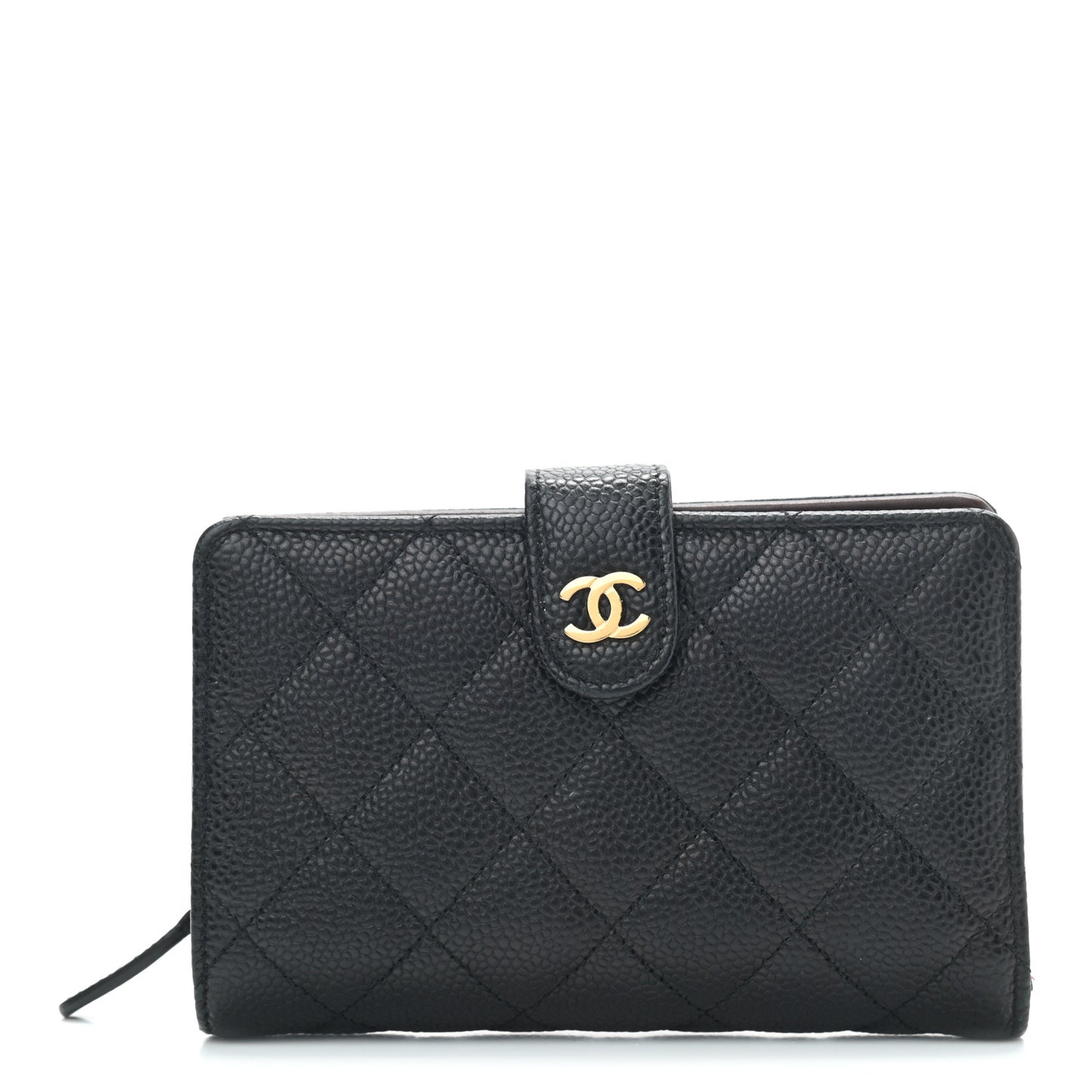 Caviar Quilted Zipped Pocket Wallet Black