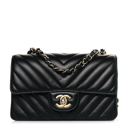 Chanel Lambskin Chevron Quilted Mini Rectangular Flap Black 1 of 12