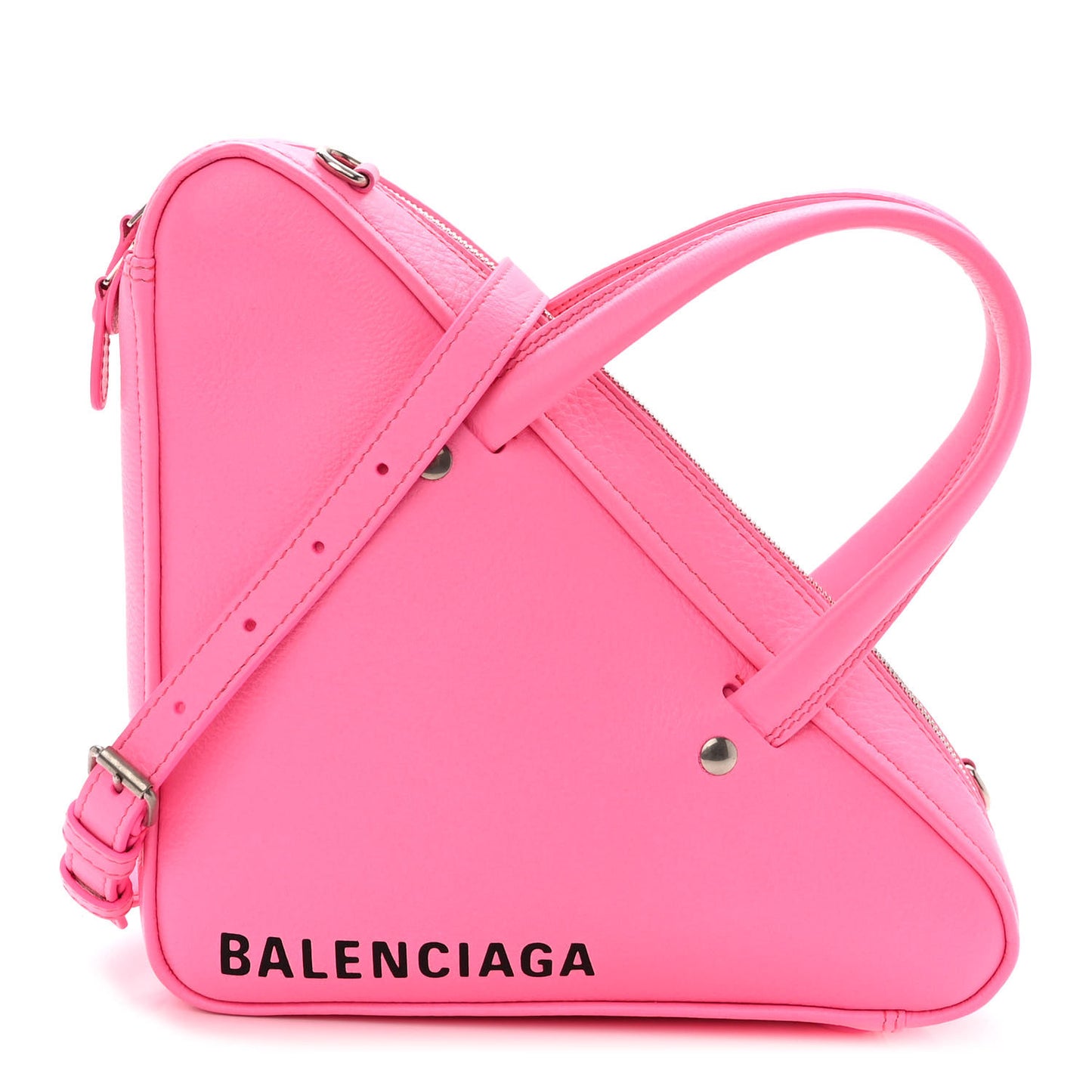 Shiny Day Calfskin XS Triangle Duffle Acid Pink Black