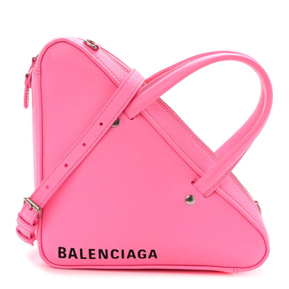 Balenciaga Shiny Day Calfskin XS Triangle Duffle Acid Pink Black 1 of 9