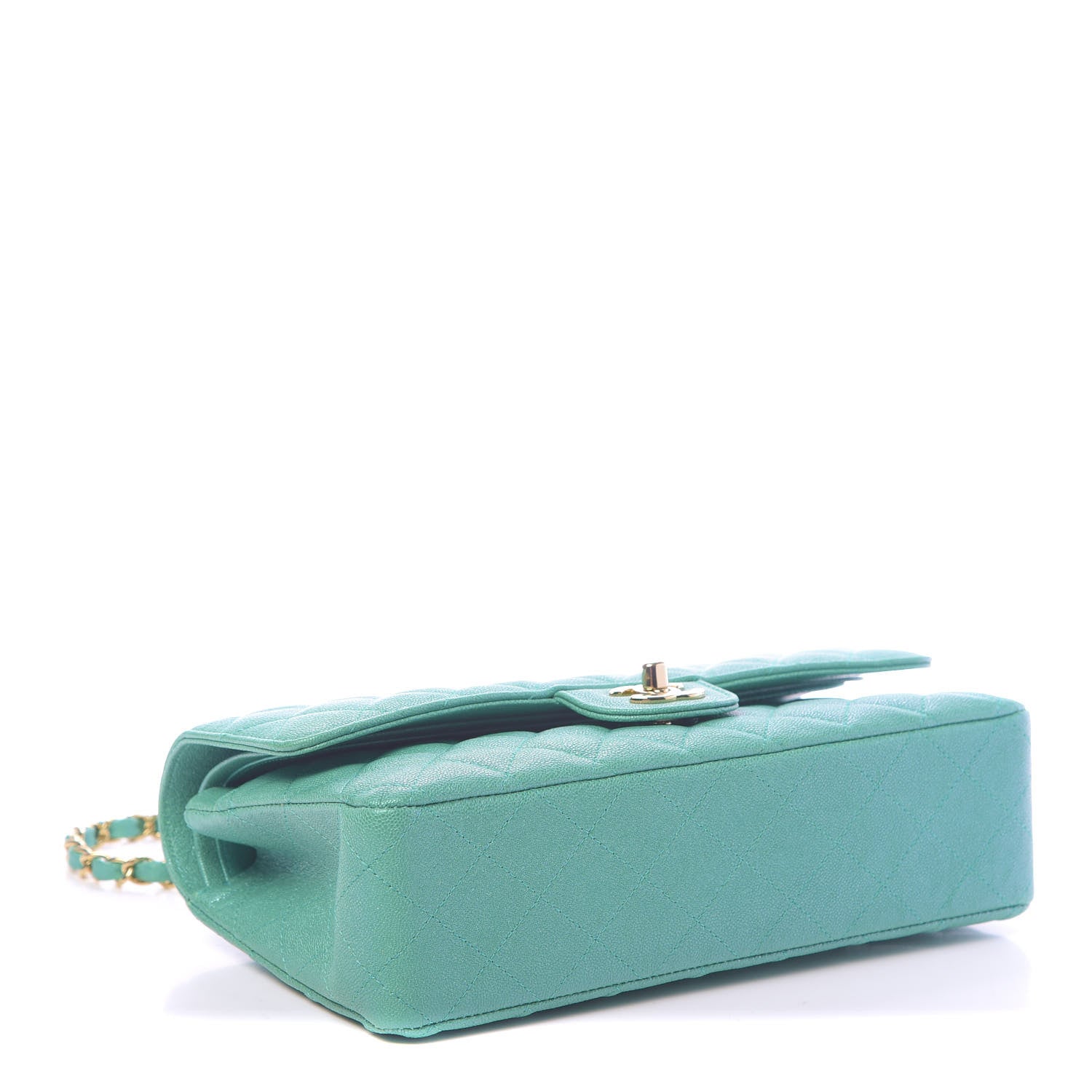 Chanel Iridescent Caviar Quilted Medium Double Flap Green 4 of 12