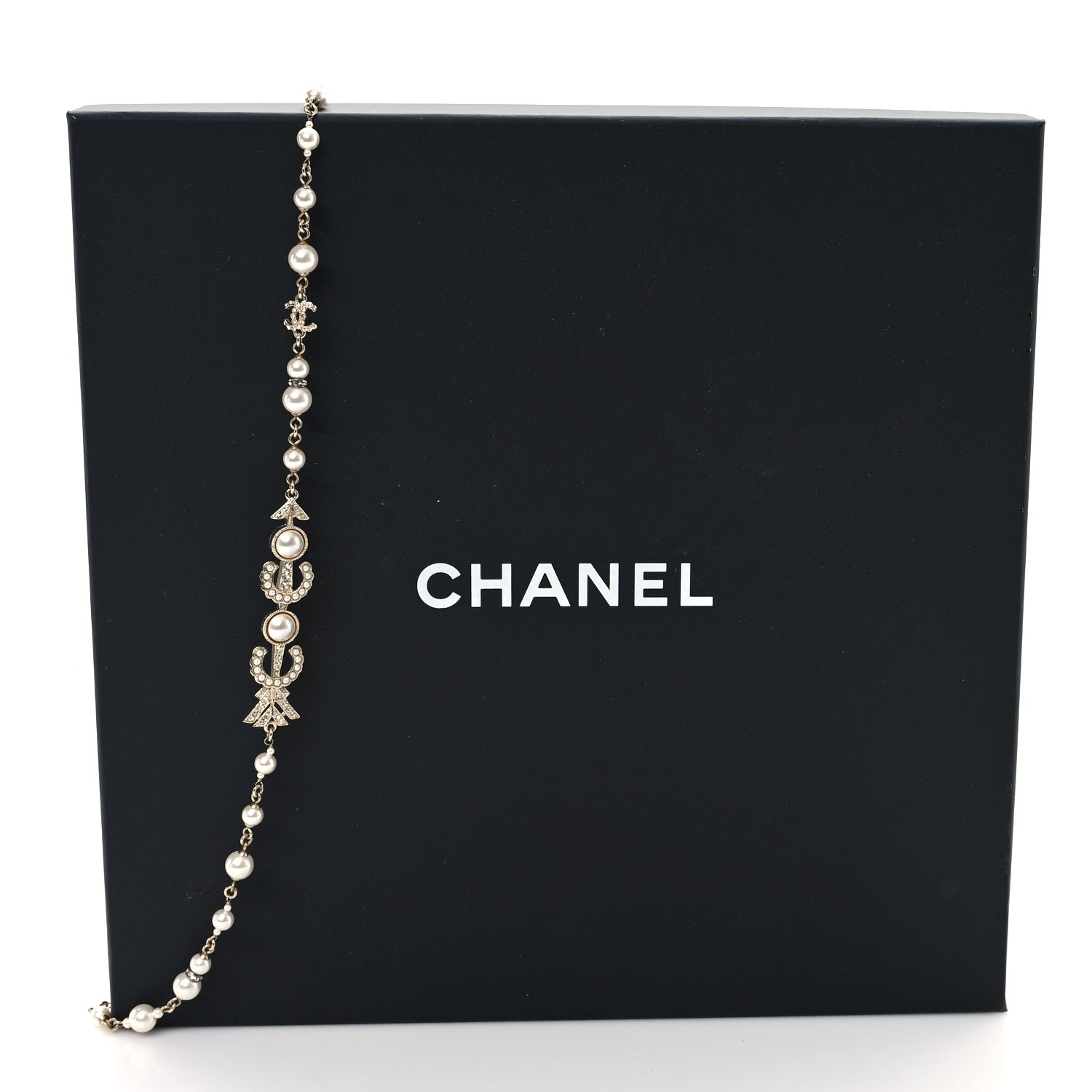 Chanel Pearl Crystal Queen of France Necklace Gold 5 of 5